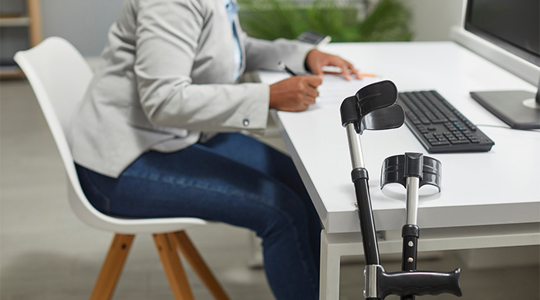 Disabled woman in an office workplace